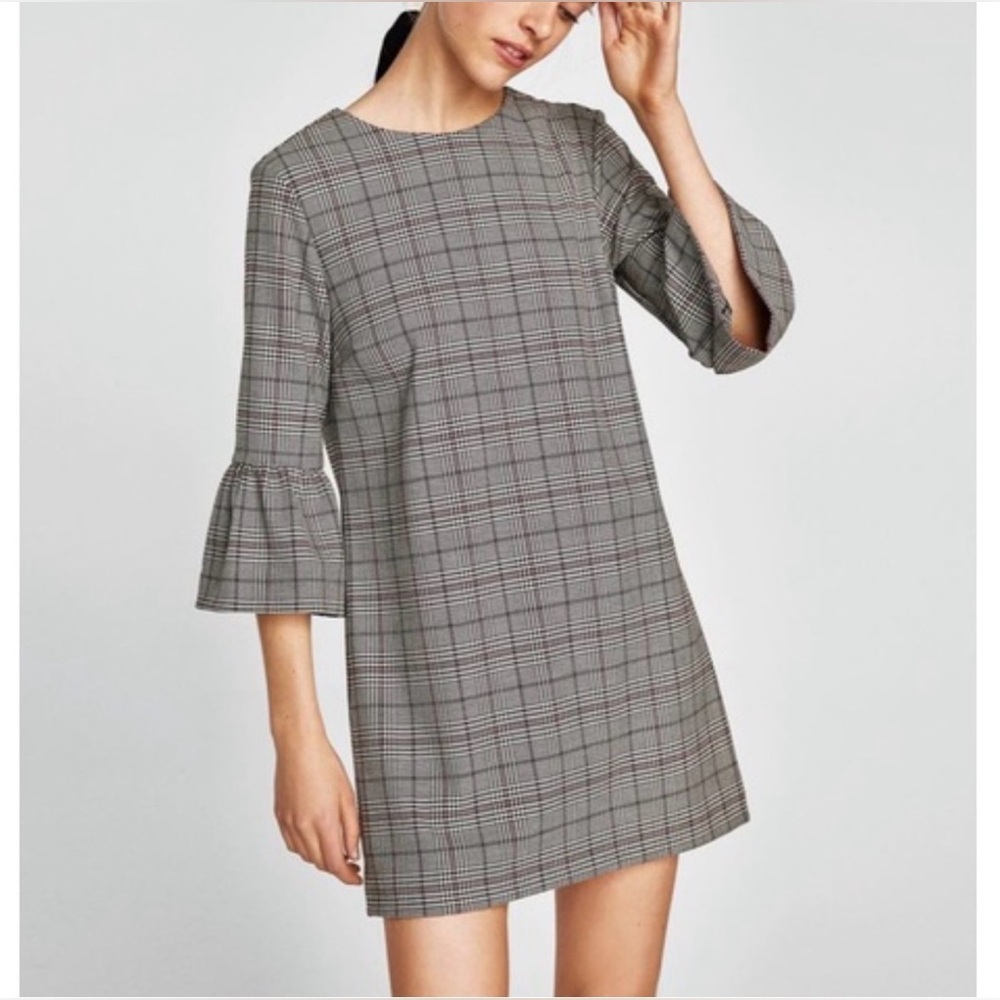 Zara Black and White Houndstooth Dress